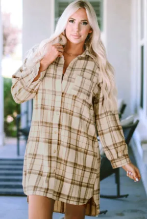 Checked Print Shirt Dress
