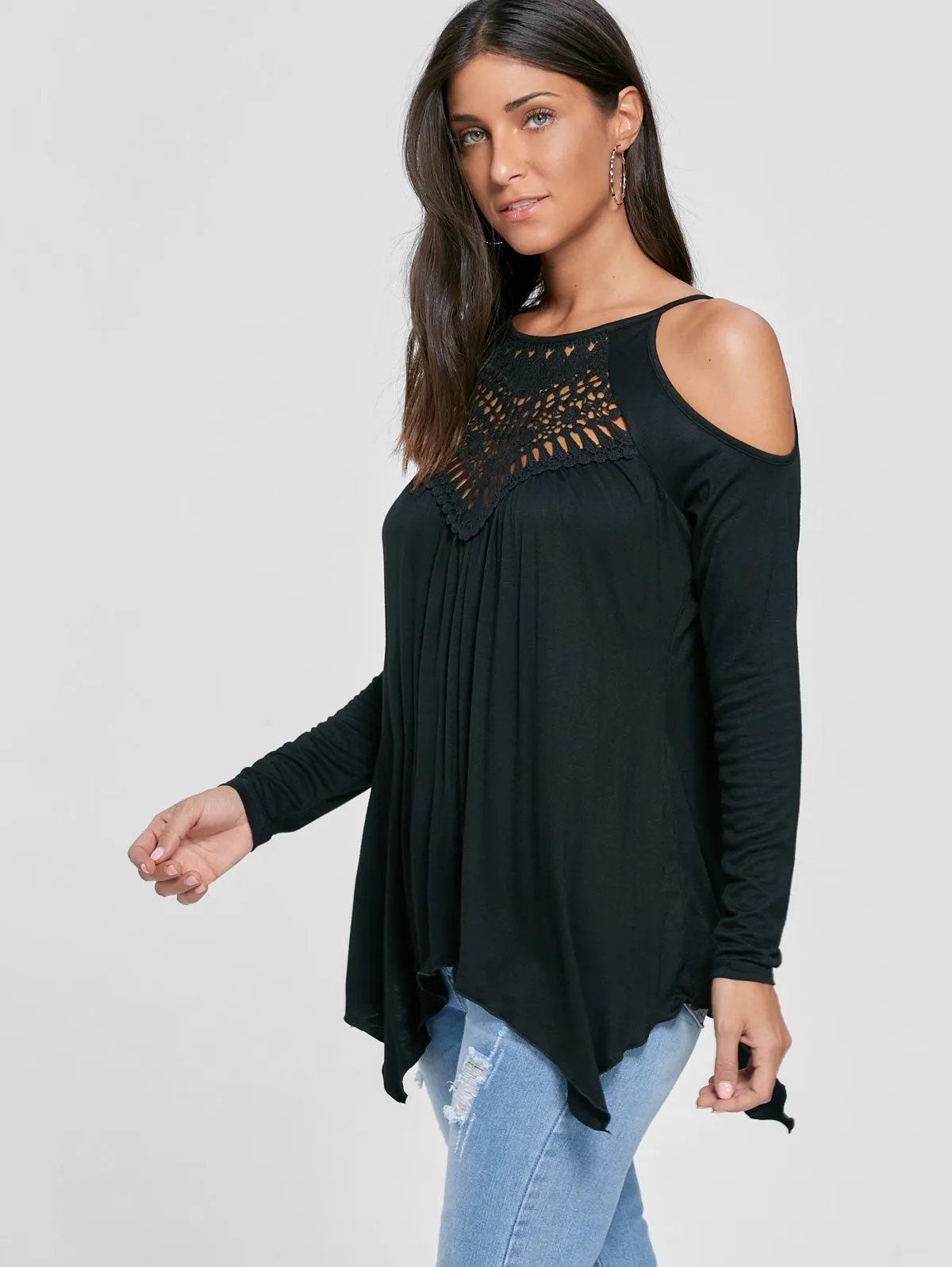 Cold Shoulder Handkerchief Top 9320