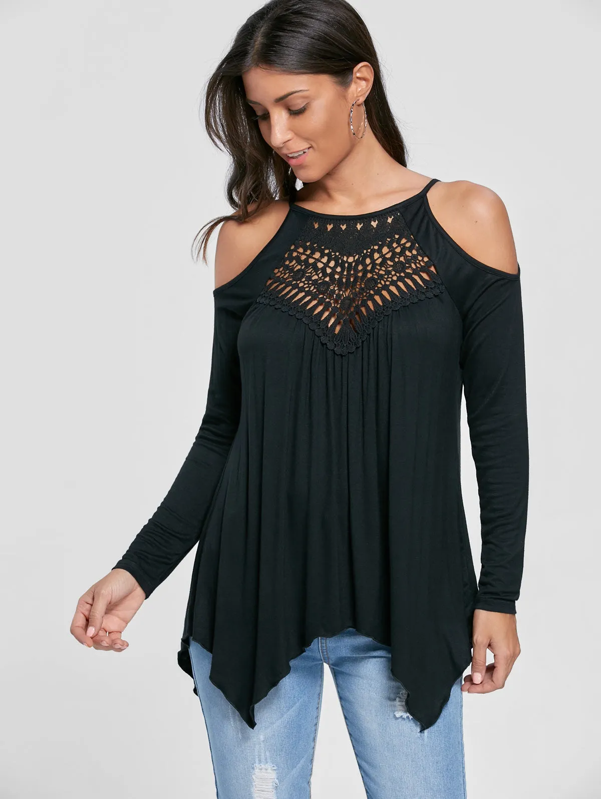 Cold Shoulder Handkerchief Top 9320