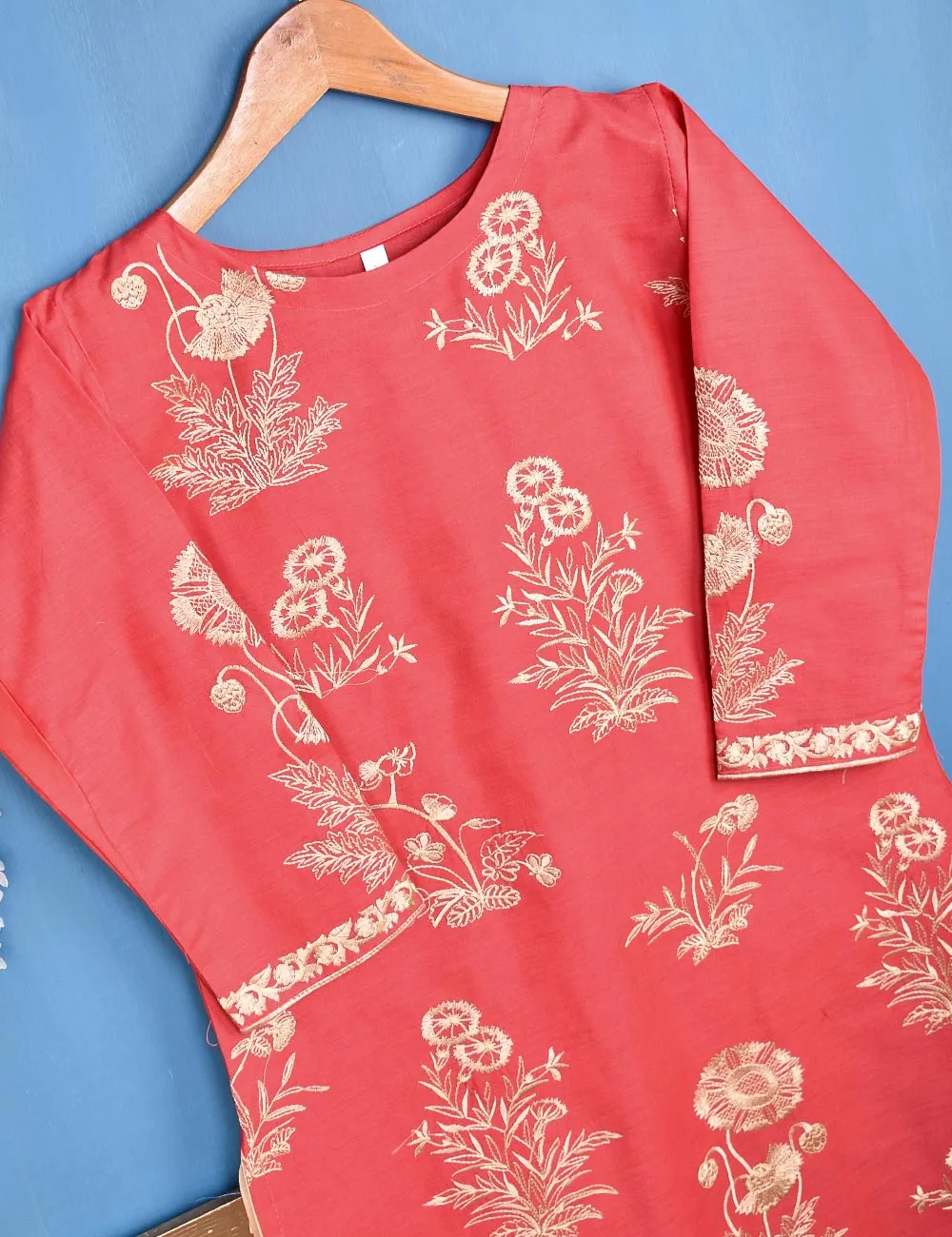 Cotton Embroidered Stitched Kurti - Glorious Mist (TS-046B-Pink)