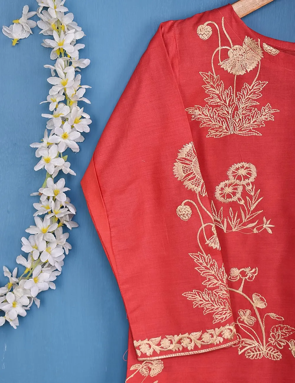Cotton Embroidered Stitched Kurti - Glorious Mist (TS-046B-Pink)