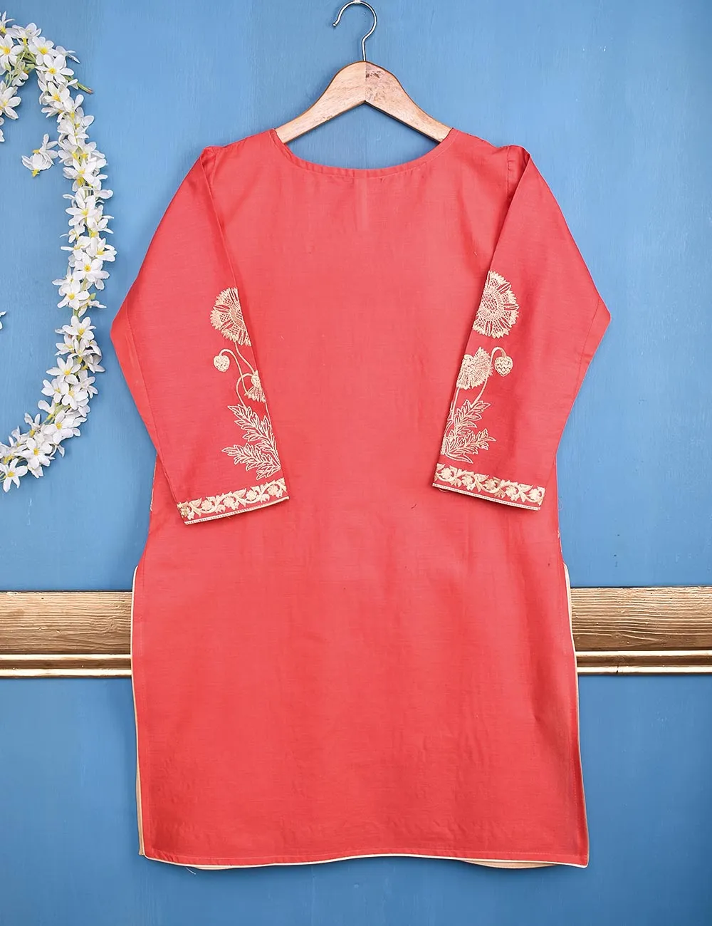 Cotton Embroidered Stitched Kurti - Glorious Mist (TS-046B-Pink)
