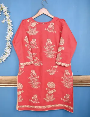 Cotton Embroidered Stitched Kurti - Glorious Mist (TS-046B-Pink)