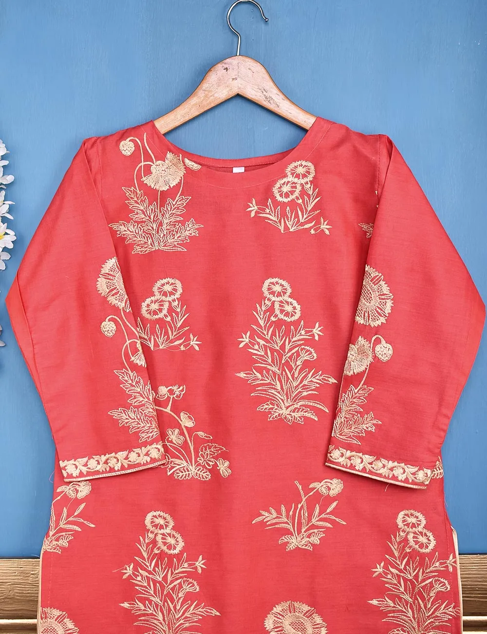 Cotton Embroidered Stitched Kurti - Glorious Mist (TS-046B-Pink)