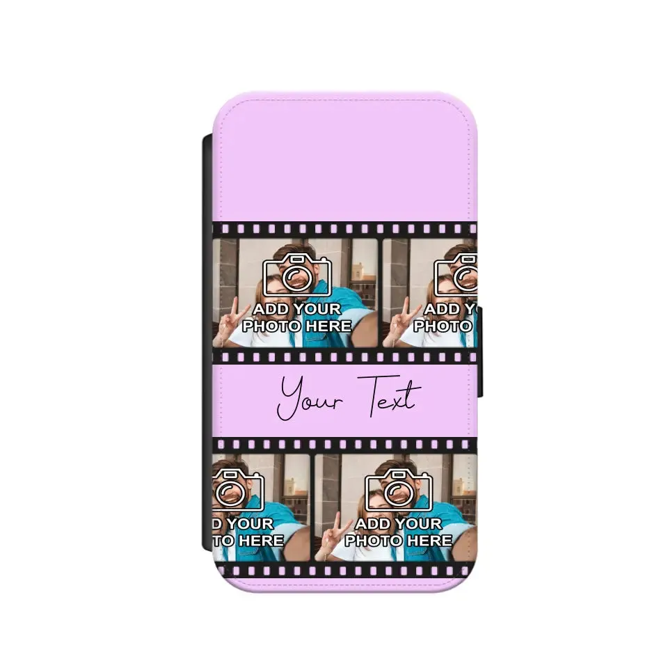 Custom Personalised Film Reel No.3 Faux Leather Flip Case Wallet for iPhone / Samsung