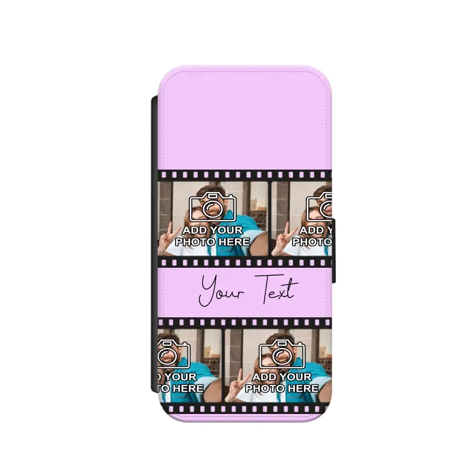 Custom Personalised Film Reel No.3 Faux Leather Flip Case Wallet for iPhone / Samsung