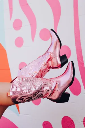 Danilo Cowgirl Boots - Metallic Light Pink