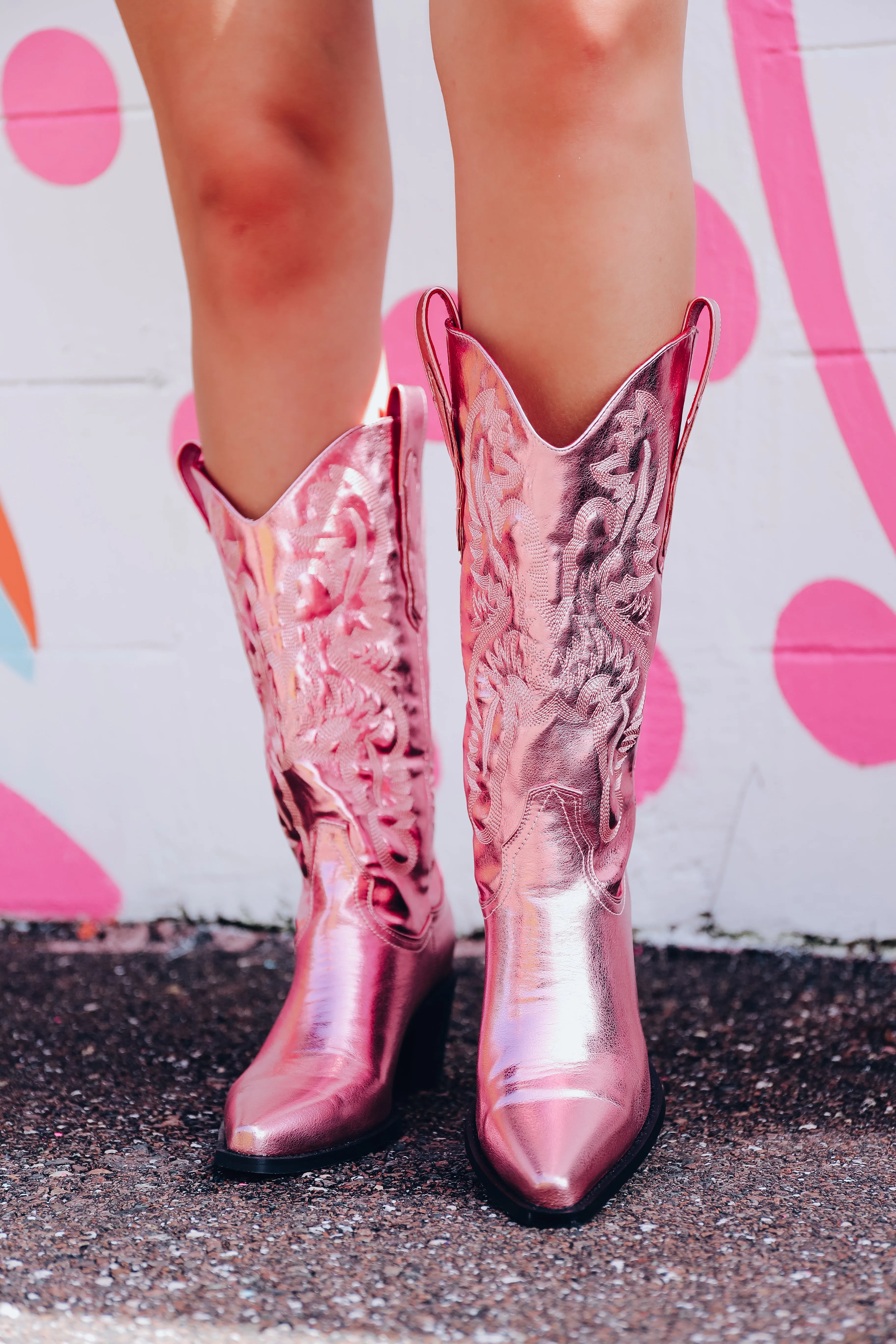 Danilo Cowgirl Boots - Metallic Light Pink