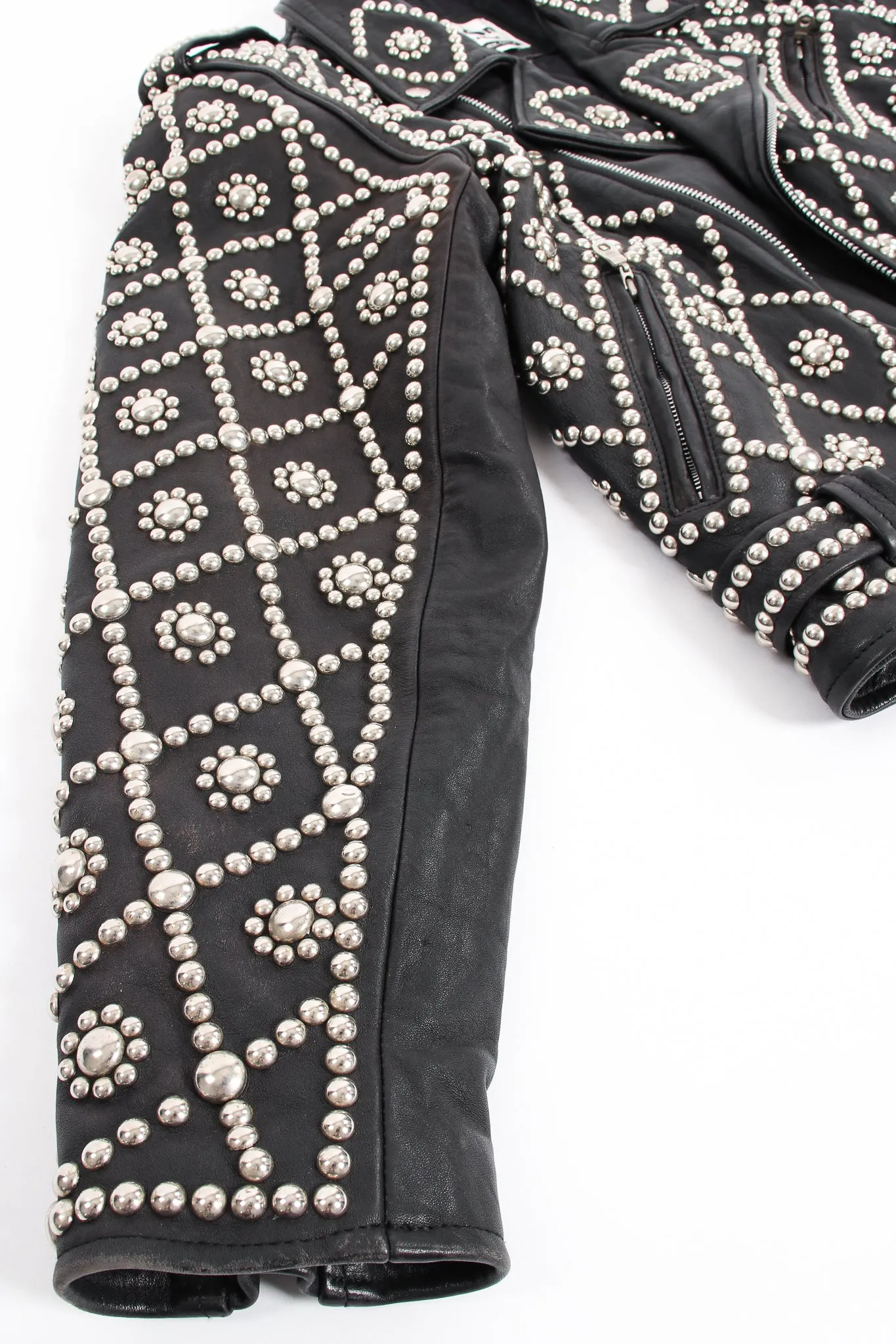Diamond Studded Leather Moto Jacket