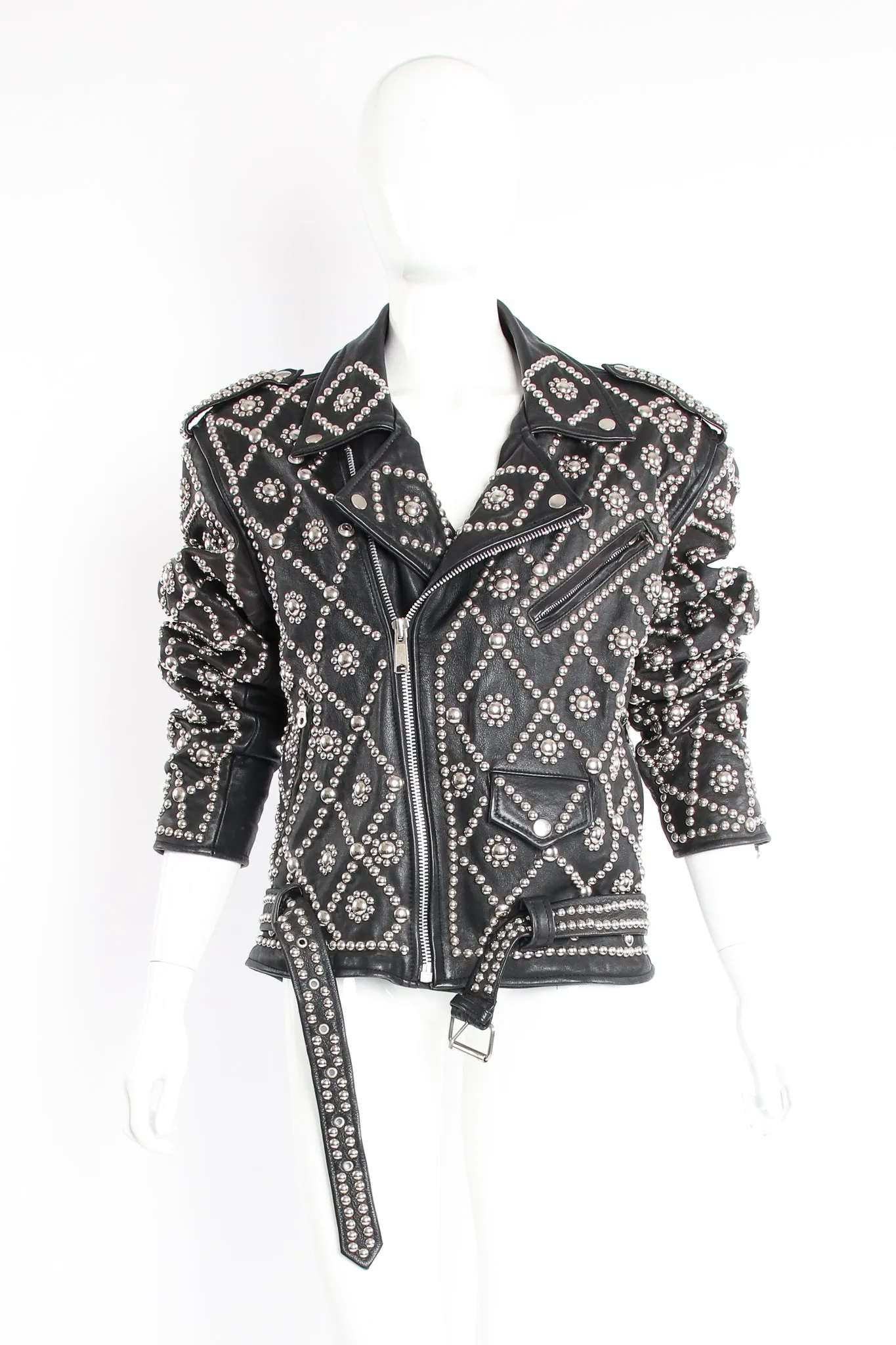 Diamond Studded Leather Moto Jacket