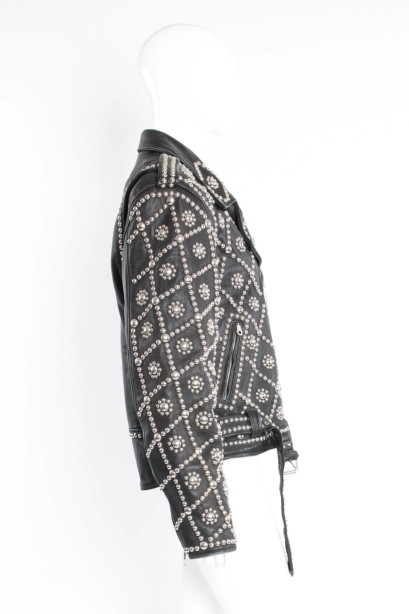 Diamond Studded Leather Moto Jacket