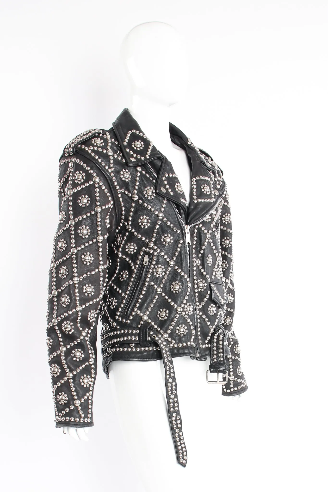 Diamond Studded Leather Moto Jacket