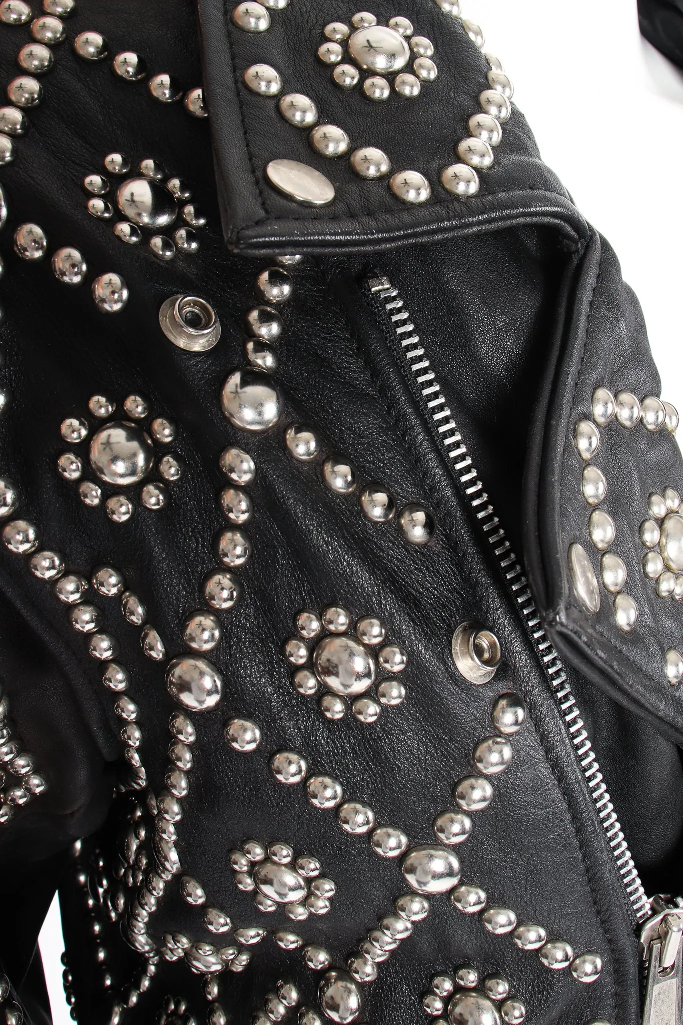 Diamond Studded Leather Moto Jacket