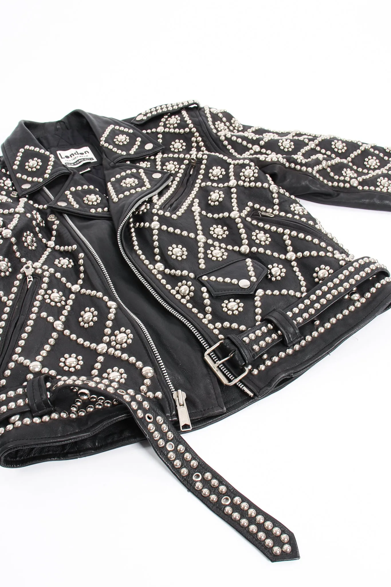 Diamond Studded Leather Moto Jacket