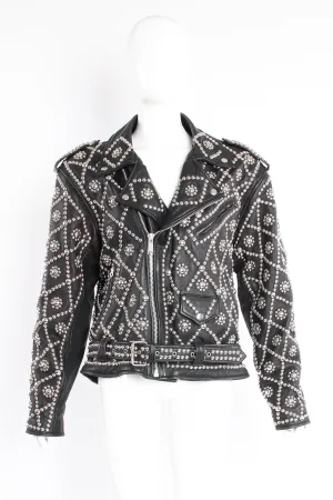 Diamond Studded Leather Moto Jacket