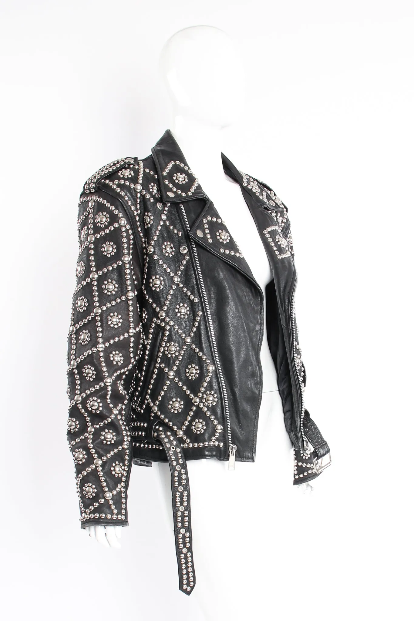 Diamond Studded Leather Moto Jacket