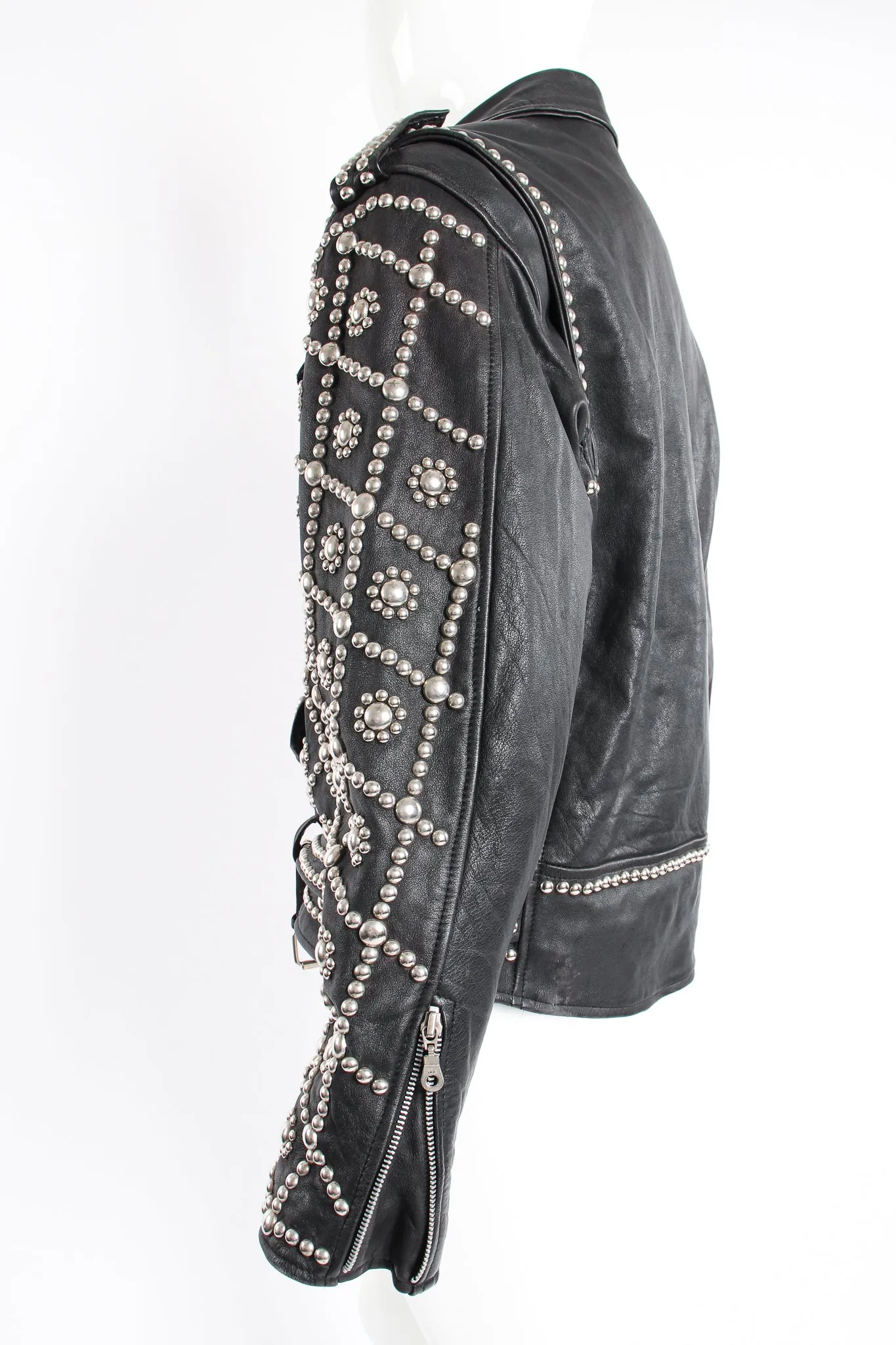 Diamond Studded Leather Moto Jacket