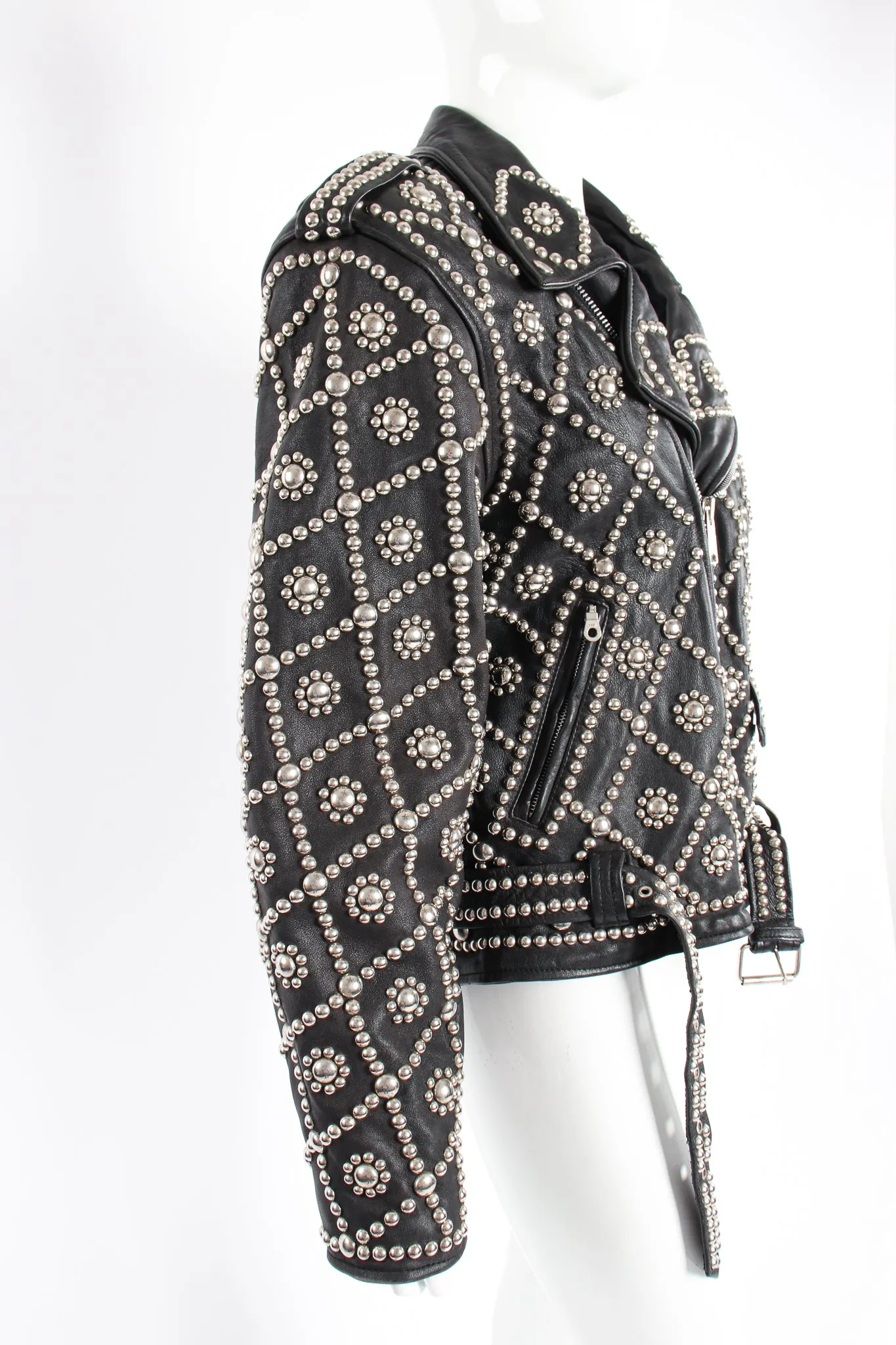 Diamond Studded Leather Moto Jacket