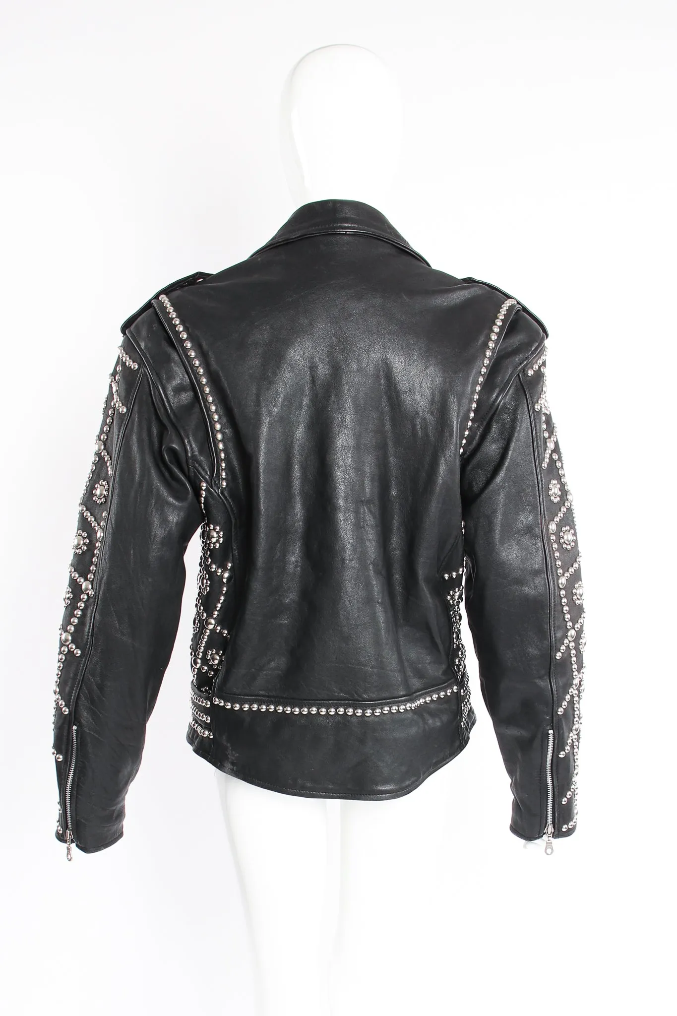 Diamond Studded Leather Moto Jacket