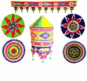 Diwali Applique Combo - Beautiful Lampshade with Jhalar and Stars