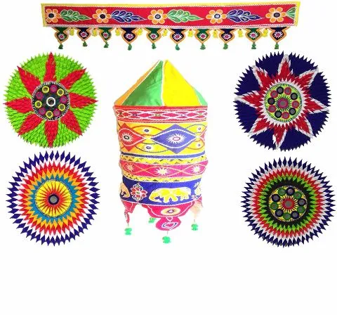 Diwali Applique Combo - Beautiful Lampshade with Jhalar and Stars