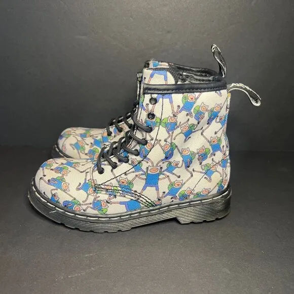 Doc Dr Martens Cartoon Network Adventure Time Finn Lace Up &amp; Zip Kids Boots 10