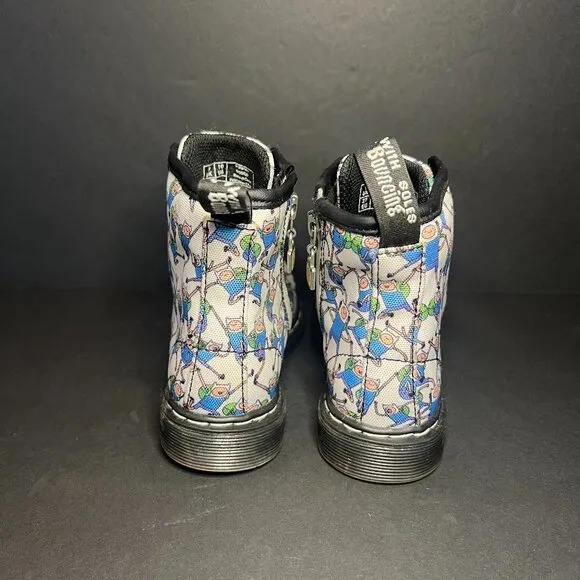 Doc Dr Martens Cartoon Network Adventure Time Finn Lace Up &amp; Zip Kids Boots 10
