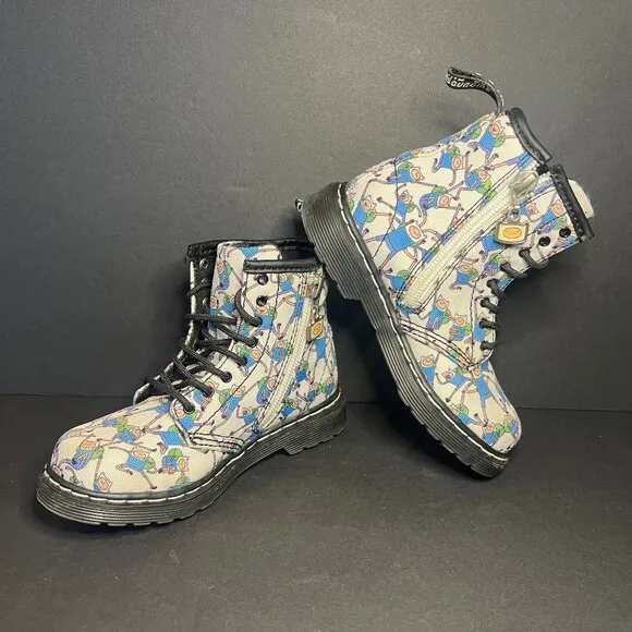 Doc Dr Martens Cartoon Network Adventure Time Finn Lace Up &amp; Zip Kids Boots 10