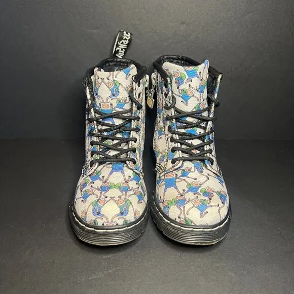 Doc Dr Martens Cartoon Network Adventure Time Finn Lace Up &amp; Zip Kids Boots 10