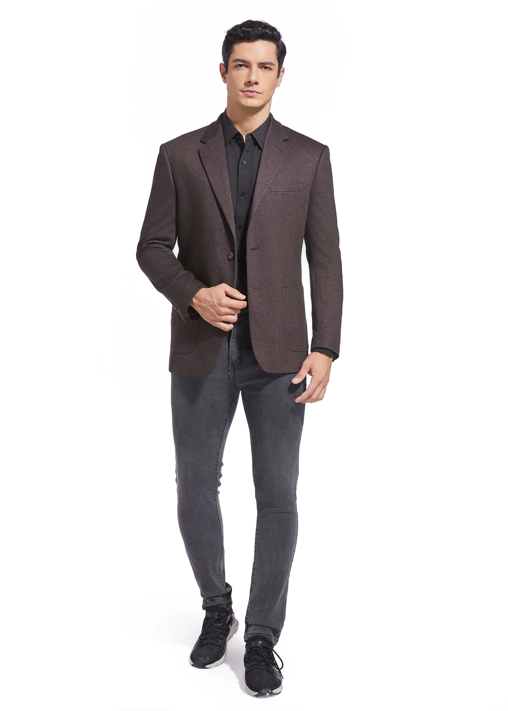 Duchamp London Burgundy Solid Stretch Sport Coat