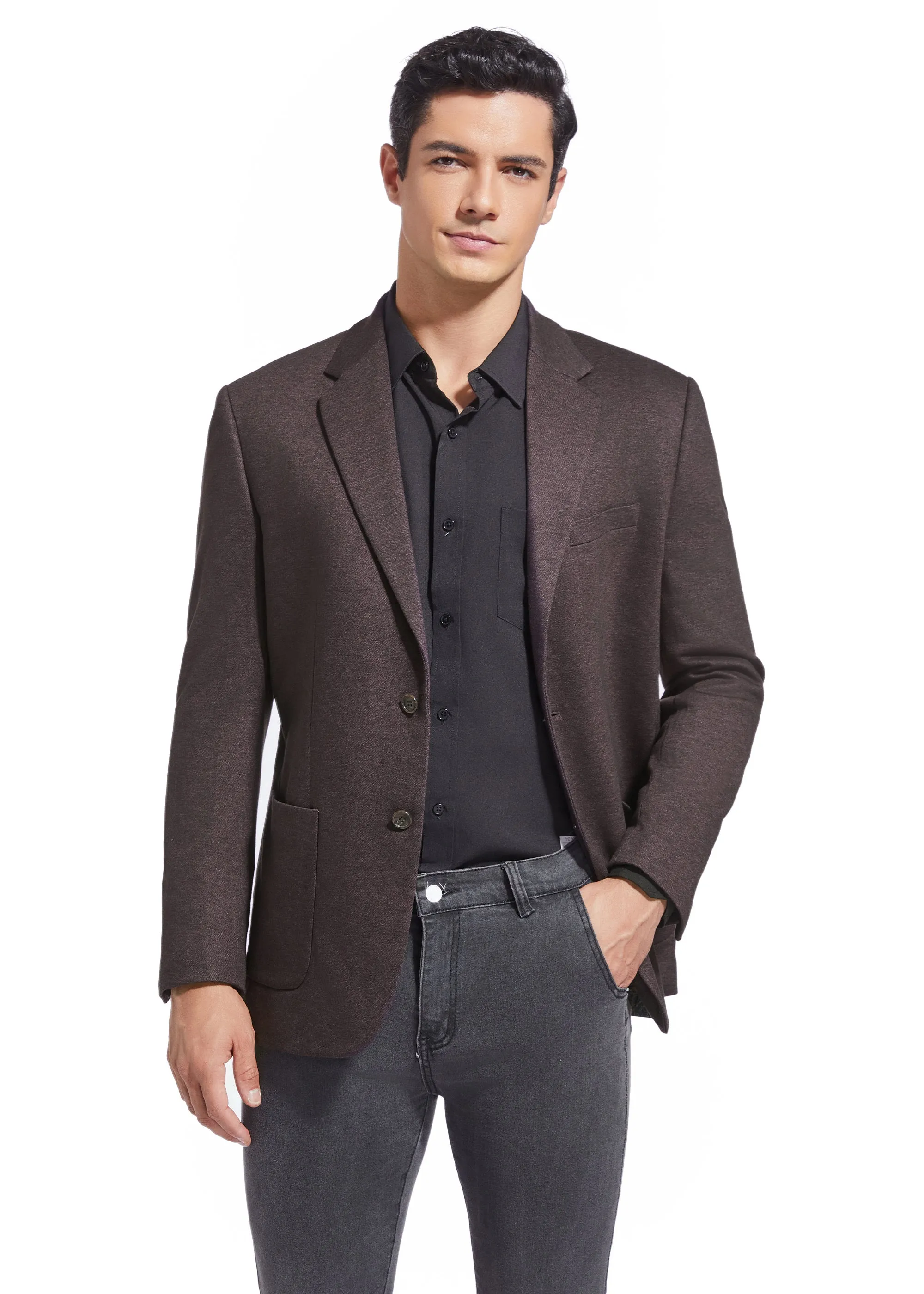 Duchamp London Burgundy Solid Stretch Sport Coat