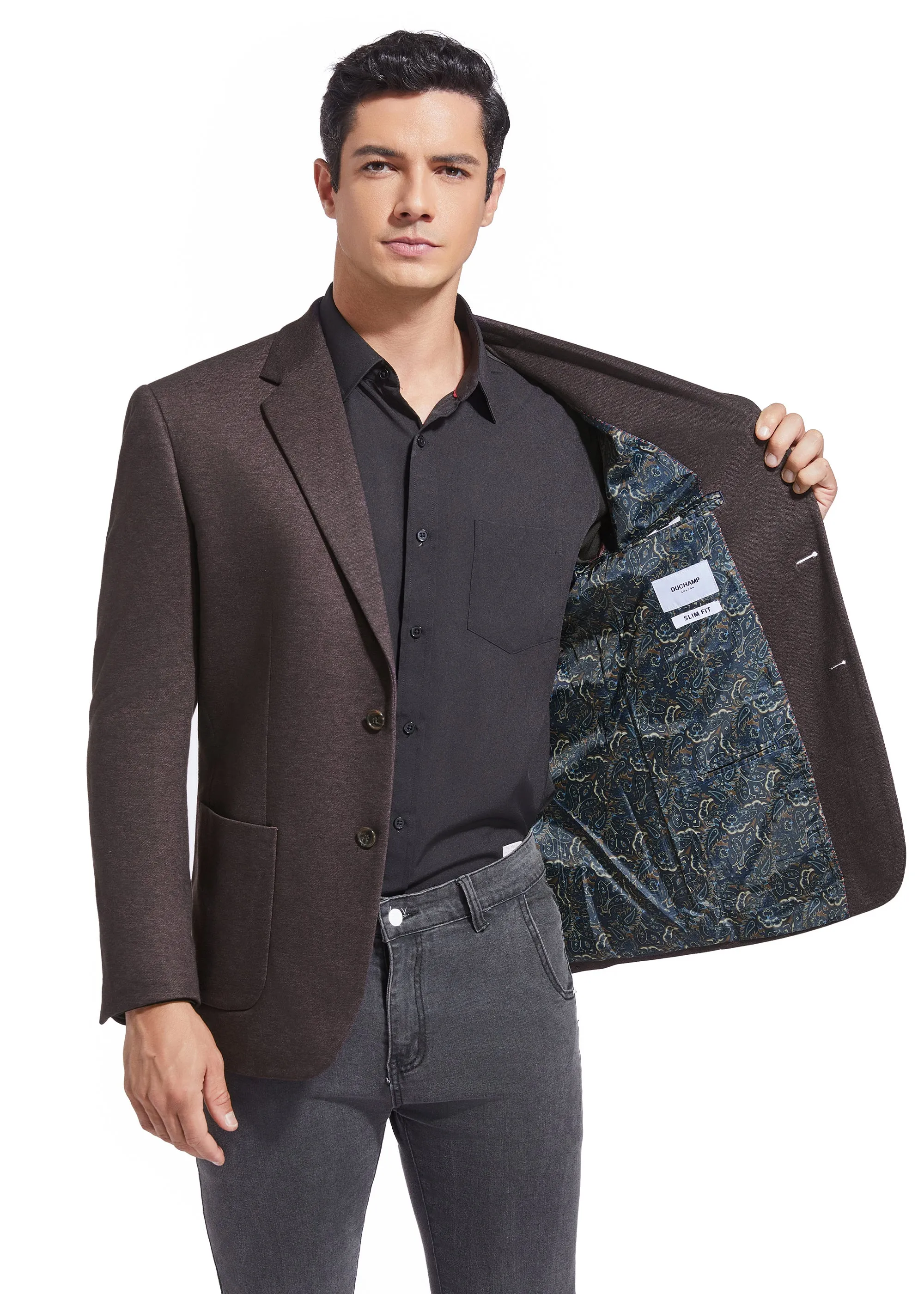 Duchamp London Burgundy Solid Stretch Sport Coat