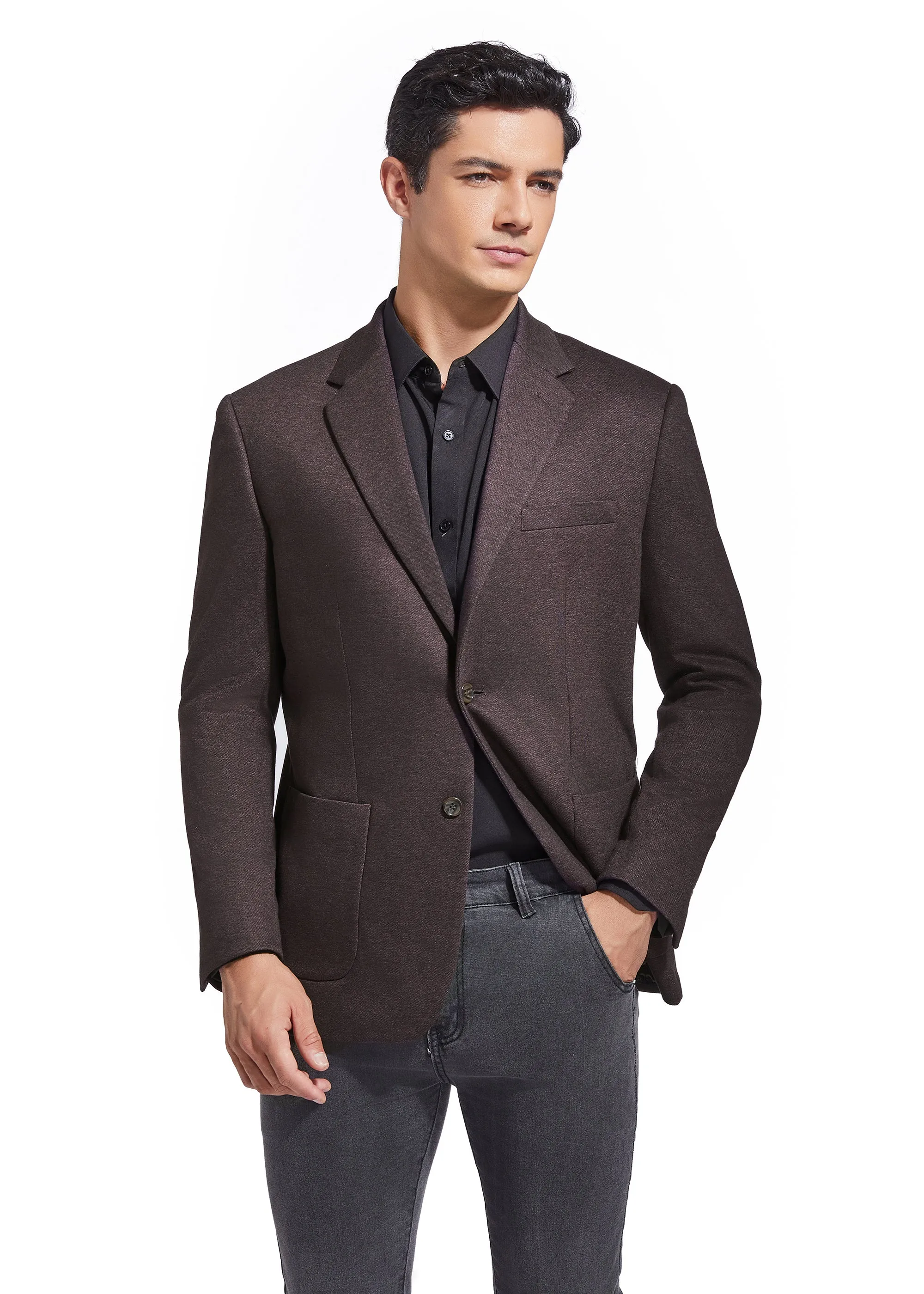 Duchamp London Burgundy Solid Stretch Sport Coat