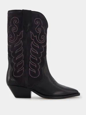 Duerto Black Suede Cowboy Boots