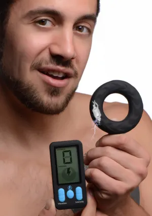 E-Stim Pro Silicone  Ring With Remote - Black