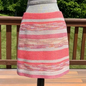 Etcetera Tweed Skirt Striped Neon Coral Pink Size 6 NWOT