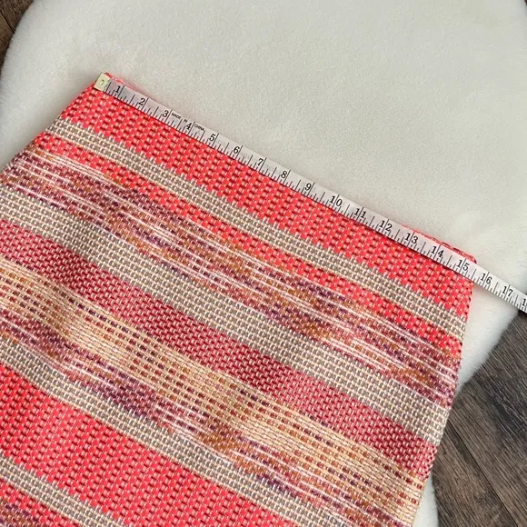 Etcetera Tweed Skirt Striped Neon Coral Pink Size 6 NWOT