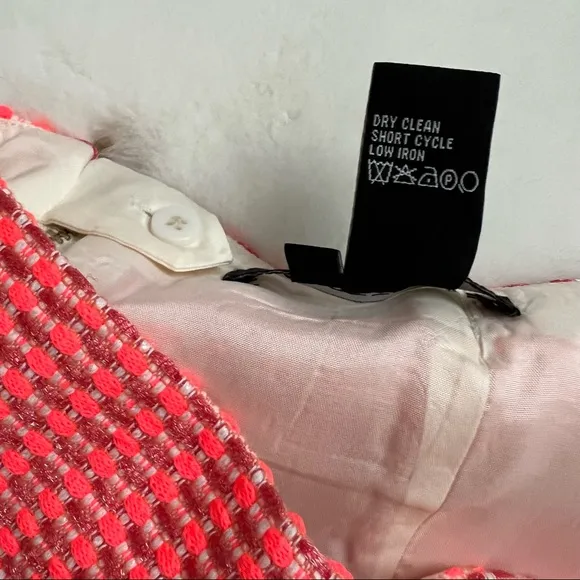 Etcetera Tweed Skirt Striped Neon Coral Pink Size 6 NWOT