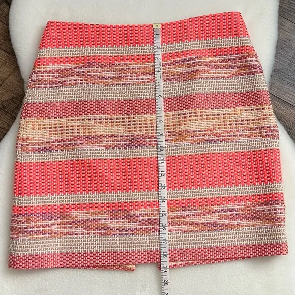 Etcetera Tweed Skirt Striped Neon Coral Pink Size 6 NWOT
