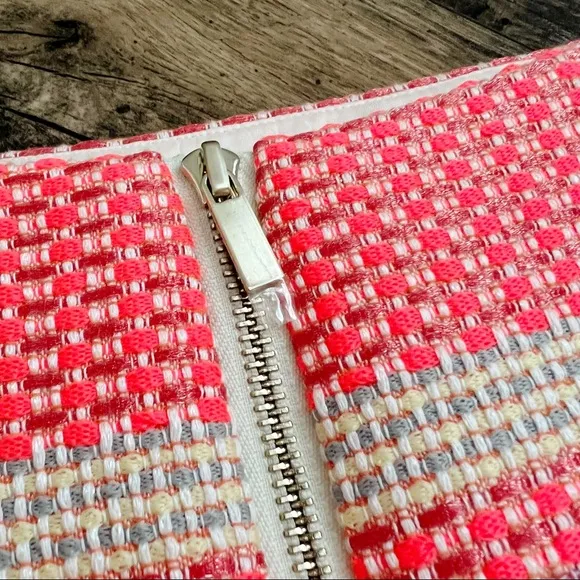 Etcetera Tweed Skirt Striped Neon Coral Pink Size 6 NWOT