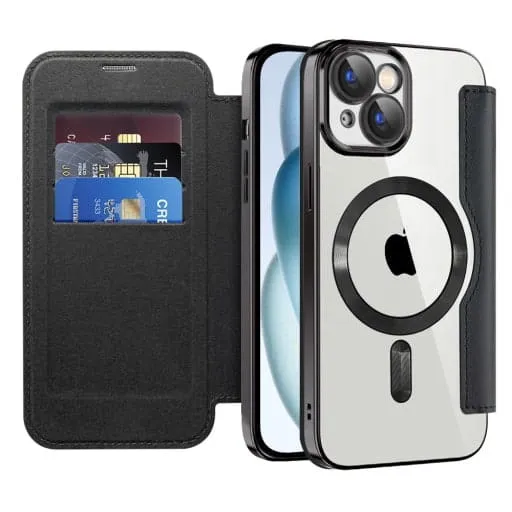 Etui Flip Wallet Magsafe iPhone 15 Pro - Czarny