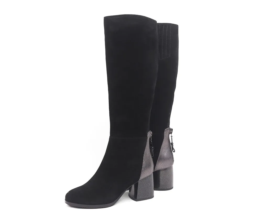 Fashion Women's Boots High Quality Kid Suede Comfortable Round Toe Square Heel Special Shoes New Solis Boots