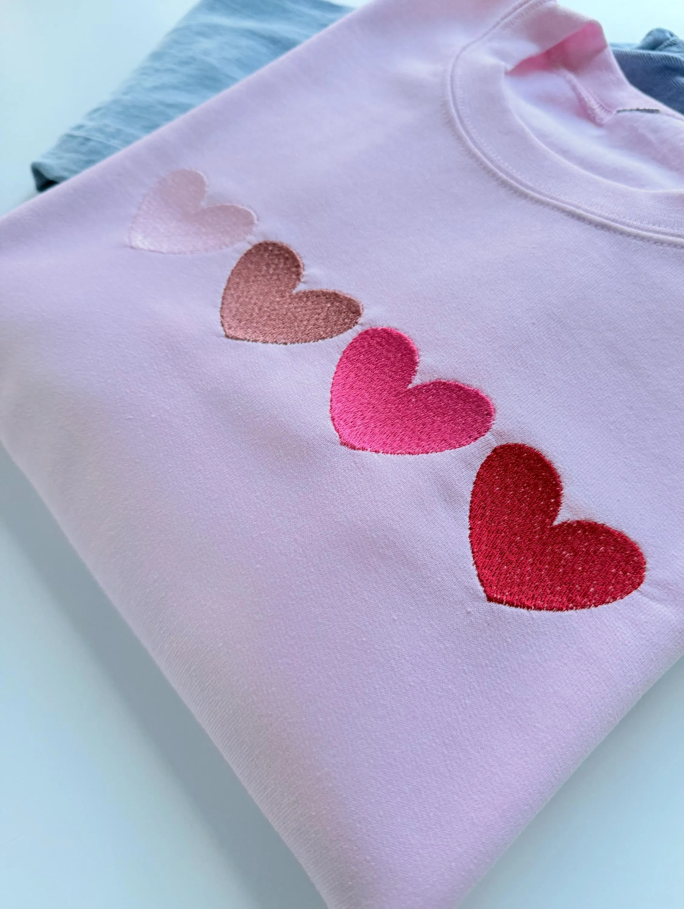 Four Embroidered Heart Valentine Sweatshirt