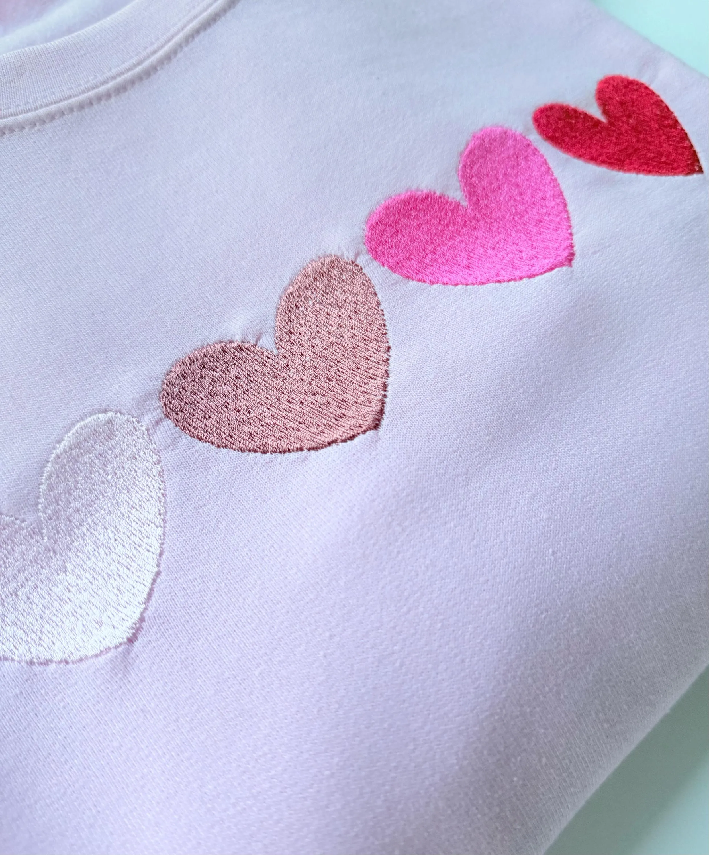 Four Embroidered Heart Valentine Sweatshirt