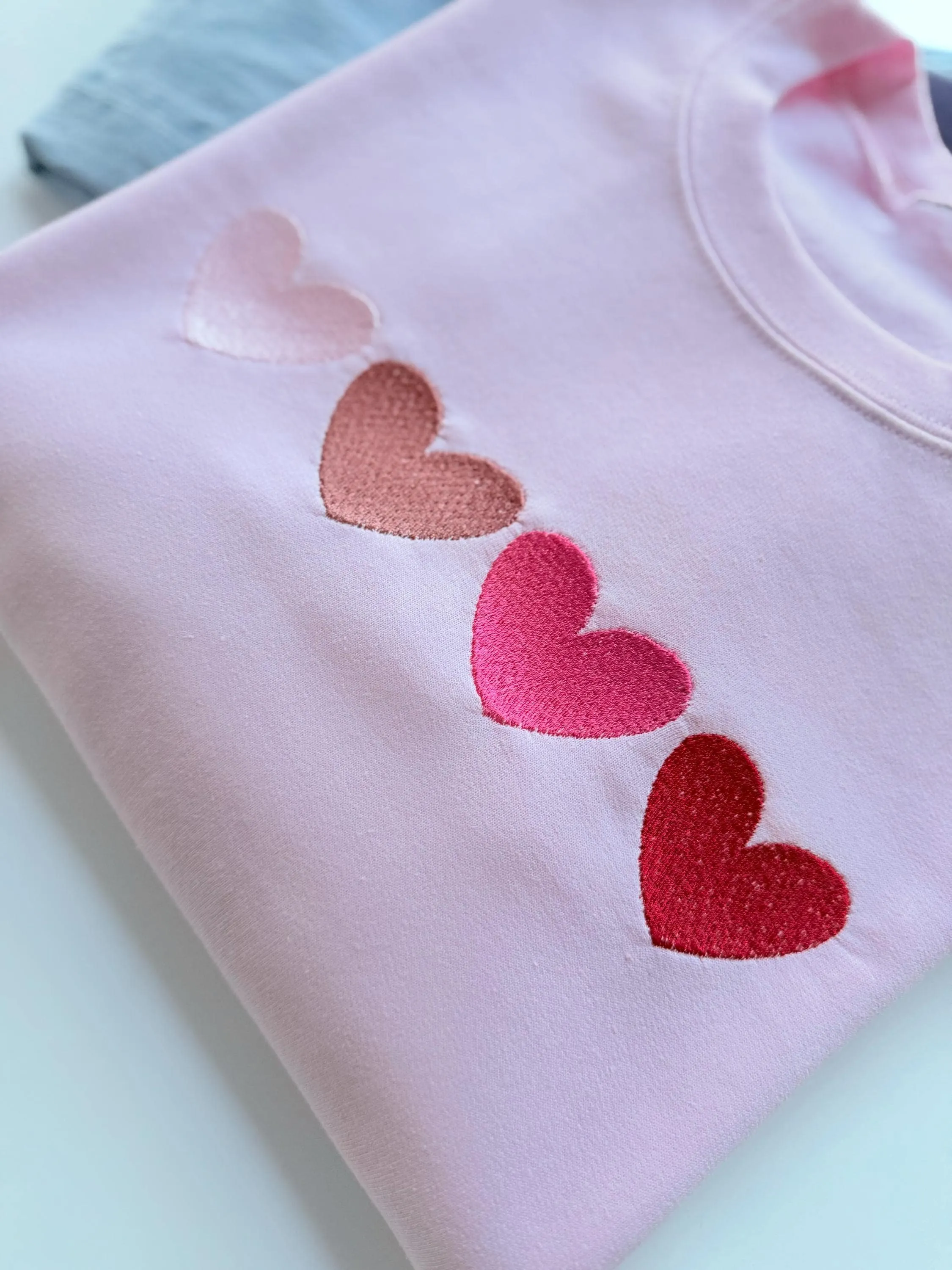 Four Embroidered Heart Valentine Sweatshirt