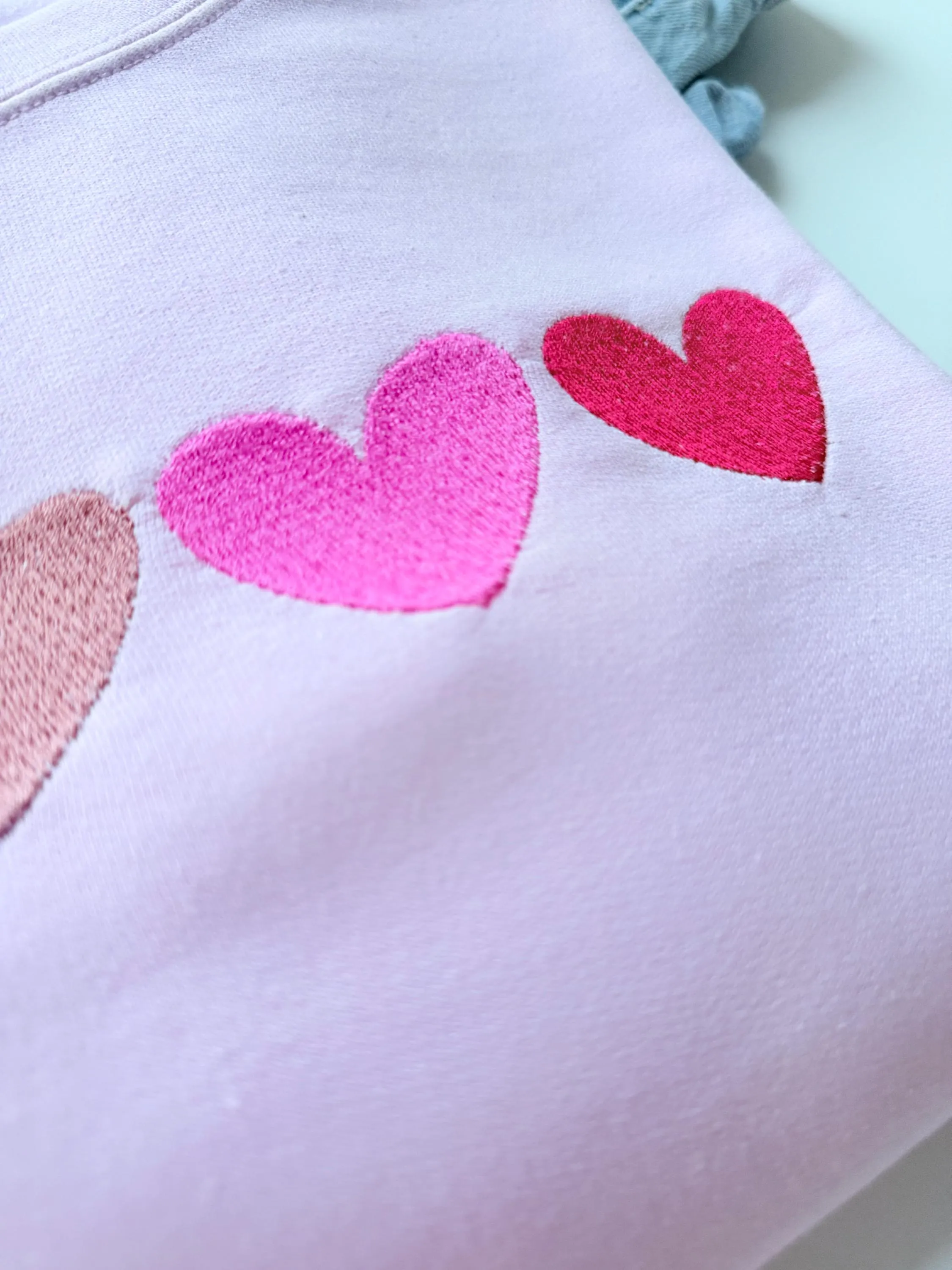Four Embroidered Heart Valentine Sweatshirt