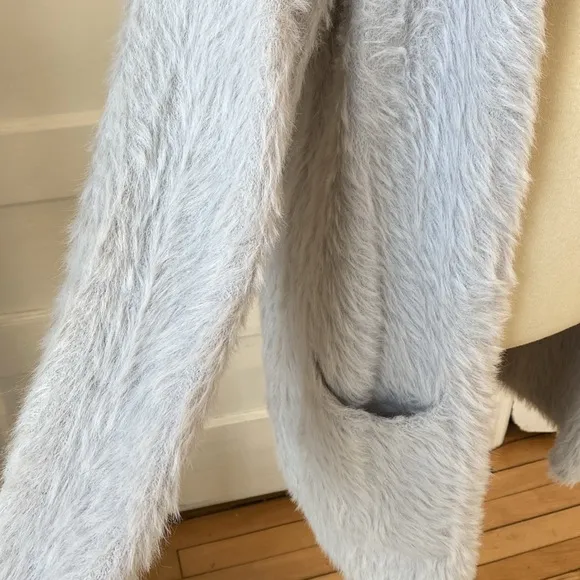 Free People Faux Fur Silver Cloud Cardigan, Size M