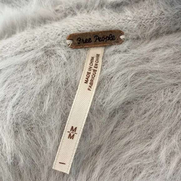 Free People Faux Fur Silver Cloud Cardigan, Size M