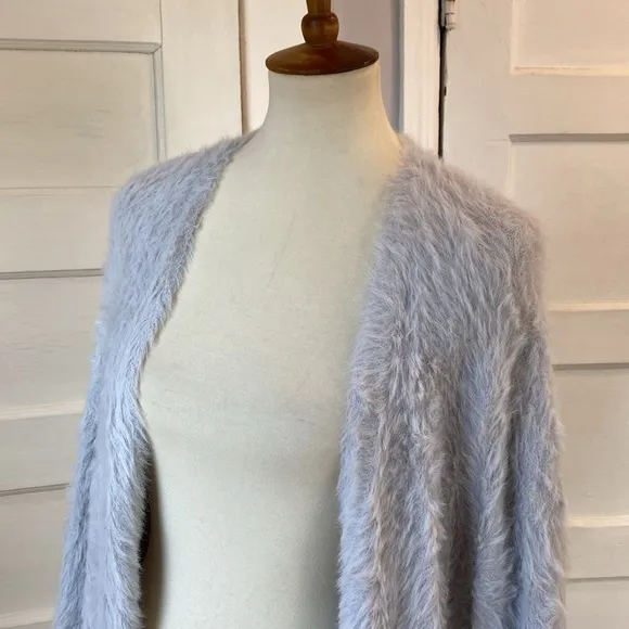 Free People Faux Fur Silver Cloud Cardigan, Size M