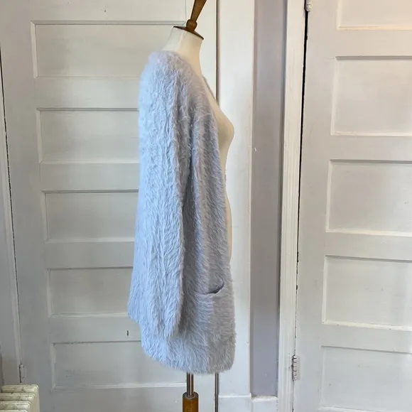 Free People Faux Fur Silver Cloud Cardigan, Size M